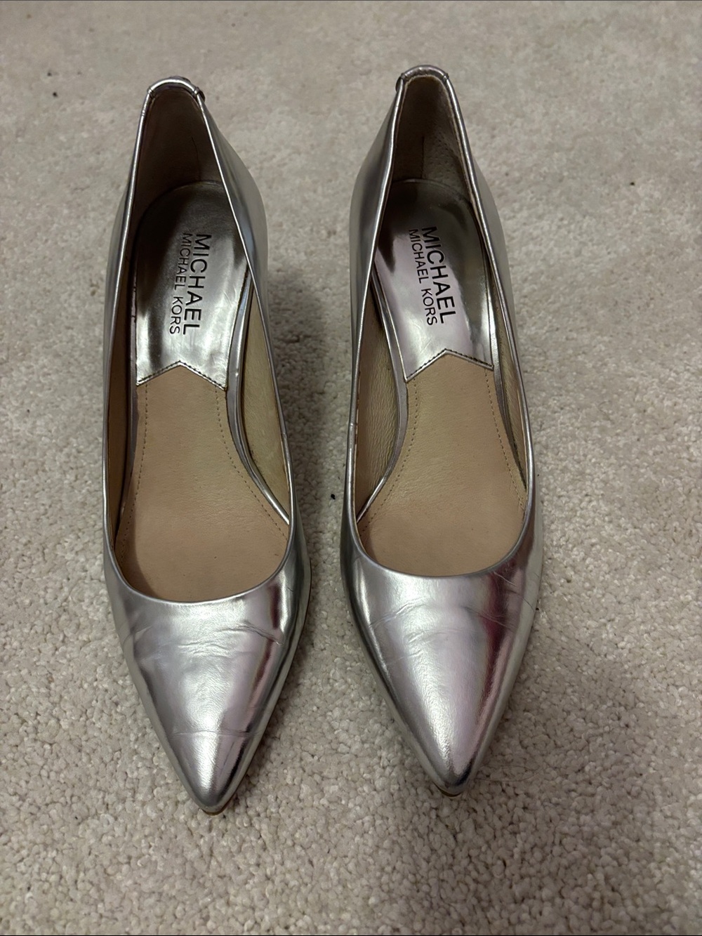 Michael Kors Metallic Silver Pointed Flats